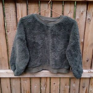 Soft Warm Cozy Plush Long Sleeve Green Fluffy Sweater